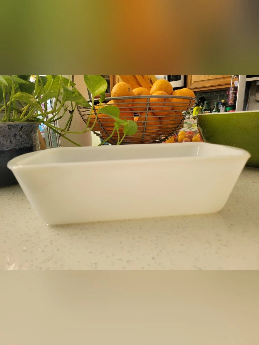 Vintage GLASBAKE J-522 Milk Glass Loaf Pan